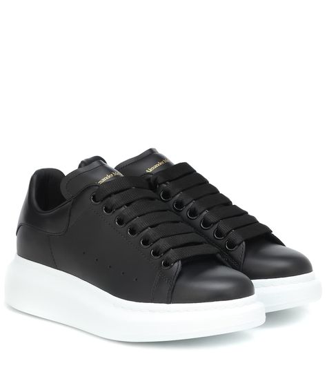 Leather Sneakers | Alexander McQueen - mytheresa Velvet Sneakers, Alexander Mcqueen Sneakers, Mcqueen Sneakers, Mc Queen, Alexander Mcqueen Shoes, Black Leather Sneakers, All About Shoes, Trendy Sneakers, Shopping Center