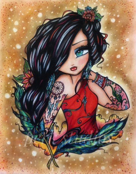 #Hannah Lynn #Dreamcatcher #Tattoo Darlings #perk studios Hannah Lynn Tattoo Darlings, St Patricks Day Cards, Cholo Art, Derby Girl, Hannah Lynn, Coloring Ideas, Coloring Book Art, Fairy Art, Art Styles