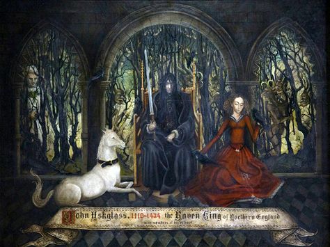 John Uskglass with the Gentleman hiding behind a tree. Jonathan Strange And Mr Norrell, The Raven King, Jonathan Strange, King Painting, Strange Magic, Raven King, Fantasy Places, Jewish Art, The Raven