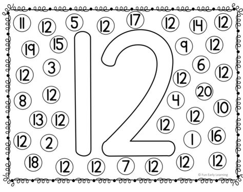 Number 12 Worksheets For Preschool, Letter D Crafts, Kindergarten Reading Worksheets, Kids Worksheets Preschool, Numbers Kindergarten, Prek Math, Math Materials, Do A Dot, Alphabet Activities Preschool