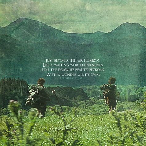 Mountain and valley and pasture and meadow. Stretching unending for mile after mile. Fenland and moorland and shoreline and canyon. Bordered by hurdle and hedgerow and stile… Dani California, Tolkien Quotes, Into The West, Tolkien Art, Bilbo Baggins, Kunst Inspiration, Jrr Tolkien, The Grass, Middle Earth