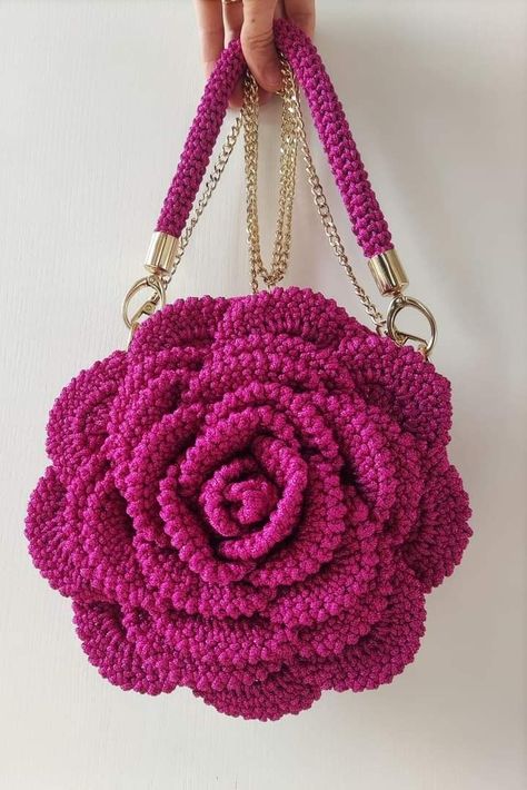 Crochet Rose Bag, Rose Bag, How To Make Purses, Crochet Rose, Crochet Bag, Dress Making, Amigurumi, Crochet, Heels