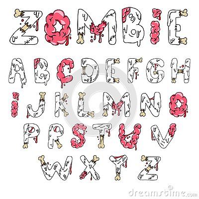 Zombie Font. Cartoon Green Vector Letters With Brains And Bones. Monster, Halloween, Scary Picture. Stock Vector - Illustration of background, monster: 135617784 Drawing Fonts, Zombie Font, Halloween Abc, Brain Pattern, Scary Picture, Halloween Calligraphy, Monster Font, Vector Letters, Scary Font