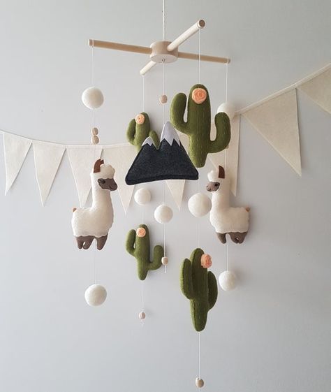 Cactus Nursery, Best Baby Cribs, Llama Nursery, Woodland Nursery Boy, Baby Mobile Felt, Alpaca Gifts, Llama Gifts, Llama Birthday