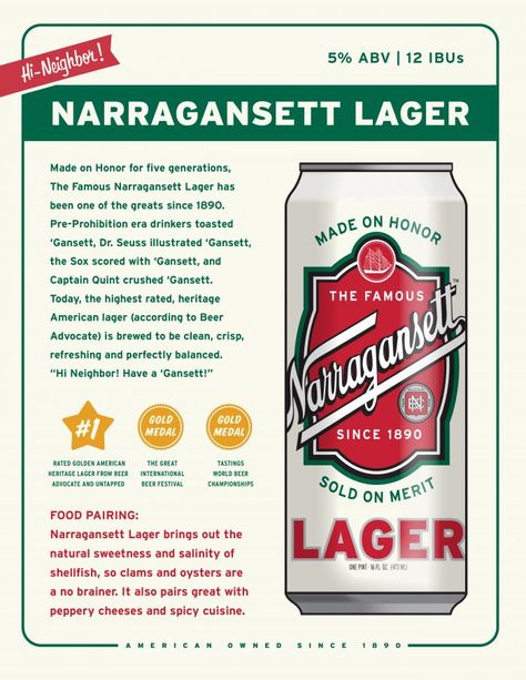 Narragansett Beer, Craft Beer Packaging, Beer Ads, Original Six, Raw Bar, Beer Snob, Illustration Projects, Beer Ad, Alcoholic Beverage