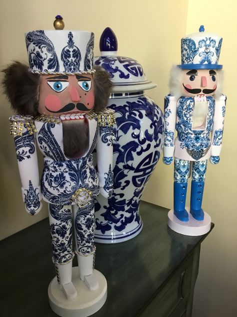 Blue And White Nutcracker, Chinoiserie Nutcracker, Nutcracker Inspiration, Colorful Chinoiserie, Nutcracker Diy, Diy Chinoiserie, Painted Nutcracker, Nutcracker Ideas, Nutcracker Christmas Party