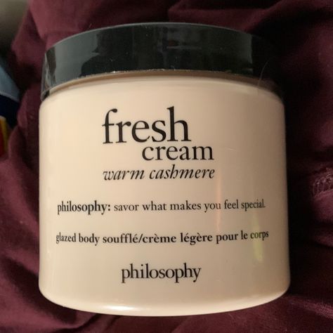 Nwt, New, Never Used Philosophy Fresh Cream Warm Cashmere Glazed Body Souffl -Smells Heavenly Size: X-Large Tub (Super Size) -16 Oz Size - 2x Regular Size Philosophy Body Butter, Philosophy Lotion Aesthetic, Selfcare Items, Senora Era, Fresh Cream Warm Cashmere, Dr Belongings, Philosophy Shower Gel, 19th Bday, Philosophy Fresh Cream