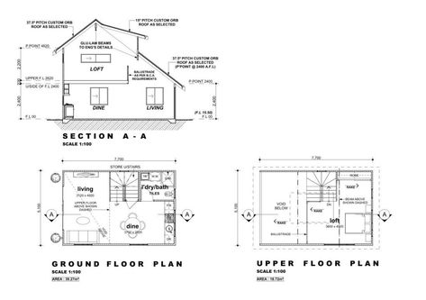 The Rembrandt - One Bed Loft Floorplan - Granny Flat Masters, Perth Loft Houses, 2 Bedroom Loft, Sliding Mirror Door, Bed Loft, Loft Floor Plans, Loft Plan, Sliding Mirror, Built In Robes, Manhattan Apartment