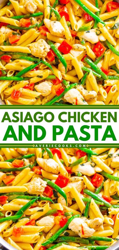 Asiago Chicken and Pasta, dinner, comfort food, pasta, chicken recipes Award Winning Pasta Recipes, Pasta With Red Peppers, Chicken And Penne Pasta, Food To Feed A Crowd, Asiago Chicken Pasta, Asiago Chicken, Chicken And Pasta, Red Pepper Pasta, Salads For A Crowd