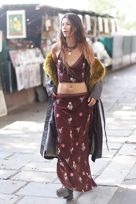 The Fall Collection | Free People Matching Set Outfit, Free People Fall, Style Roots, Free People Maxi, Effortless Outfit, Free People Tunic, Free People Skirt, Brown Velvet, Maxi Styles