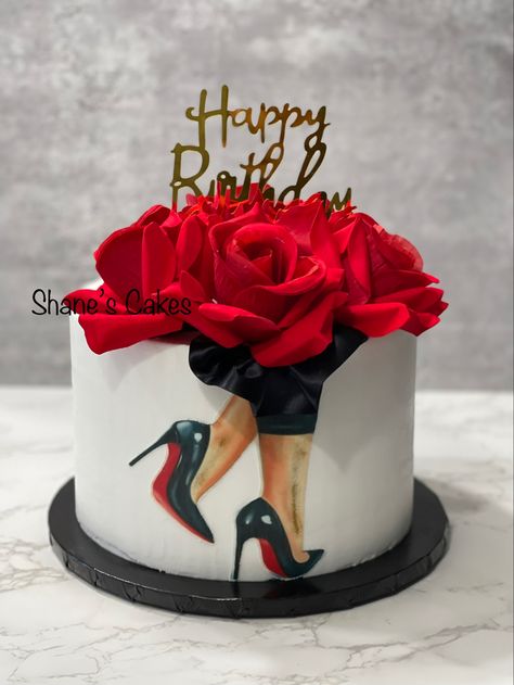 Stiletto, red bottom shoe cake Red Glitter Cake, Louboutin Cake, Elegant Birthday Cake, 50th Birthday Cake For Women, Birthday Cake For Women Elegant, Birthday Cake For Women, Birthday Cake For Women Simple, Cake For Women, Diva Cakes