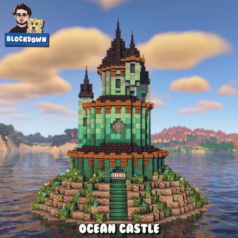 Ocean Castle, Minecraft Mansion, Bangunan Minecraft, Minecraft Cottage, Easy Minecraft Houses, Minecraft House Tutorials, Minecraft Castle, Minecraft Medieval, Cute Minecraft Houses