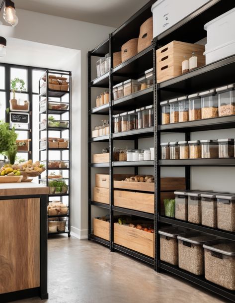 46 Pantry Organization Ideas for a Stylish and Functional Space Commercial Pantry, Industrial Pantry, Pantry Organization Hacks, Narrow Pantry, Round Shelf, How To Store Potatoes, Pantry Organizers, Large Pantry, Food Pantry Organizing