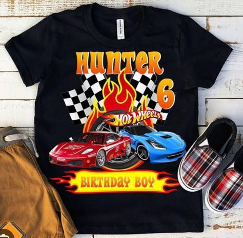 Hot Wheels Decorations, Hot Wheels Themed Birthday Party, 6th Birthday Boys, Hotwheels Birthday Party, Hot Wheels Party, Hot Wheels Birthday, Family Birthday Shirts, Personalized Birthday Shirts, Hot Wheel