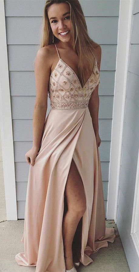 Beige Prom Dress, Beige Prom Dresses, Peach Prom Dresses, Sukienki Maksi, Sparkly Prom Dress, Elegant Prom, Dresses 2022, Spaghetti Strap Prom Dress, Prom Dresses 2019