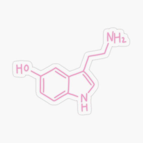 Serotonin Sticker, Pink Chemistry, Chemistry Stickers, Chemistry Drawing, Organic Chem, Science Pins, Serotonin Molecule, Science Chemistry, Molecular Biology