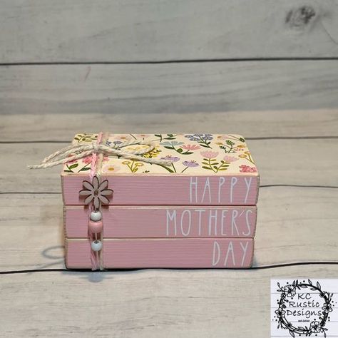 Quick and Easy Mother's Day Crafts for Busy Moms Mothers Day Wood Projects, Wood Books, Easy Mother's Day Crafts, Faux Books, Mothers Day Decor, Wood Book, Lemon Decor, Dollar Tree Diy Crafts, Wooden Books