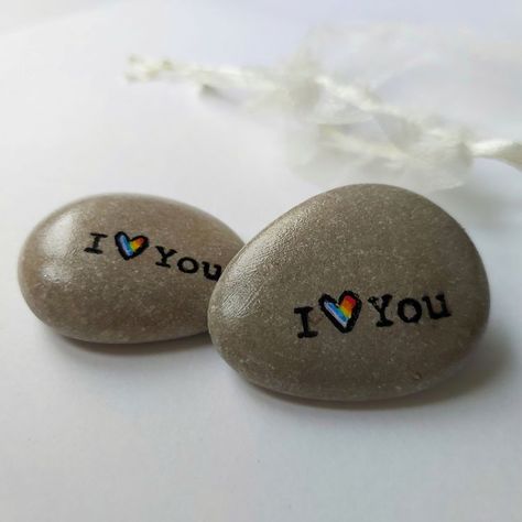 I love You pebble - Lesbian gift for her, gifts for gf gay, LGBTQ gifts idea, gift for girlfriend lesbian, lesbian gifts for wife, gifts for gay friend, woman, couple, teen ⭐ Lots more cute handmade painted stones gift ideas available in my shop: www.etsy.com/shop/LiluFunnyStones ��⭐ Cute rainbow penguin love pebble: www.etsy.com/listing/1345067052/penguin-pebble-of-love-you-are-my ⭐ Be You quote pebble with rainbow heart: www.etsy.com/listing/1364133569/be-you-signed-rock-lgbtq-friend-lesbian Lesbian Couple Gifts, Wlw Gift Ideas, Rainbow Penguin, Penguin Pebble, Lgbtq Gifts, Pride Christmas, Birthday Presents For Girlfriend, Lesbian Gifts, Gifts For Gf