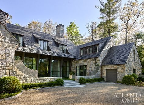 Curved Patio, Planters Garden, Stone Exterior, English Manor, Biltmore Estate, Cabinetry Design, Atlanta Homes, High Walls, Southern Home