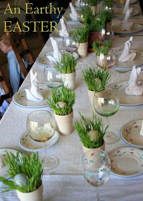 Easter Dinner Decor, Ideas For Brunch, Tafel Decor, Easter Table Settings, Easter Tablescapes, Easter Inspiration, Dinner Decoration, Palm Sunday, Wheat Grass