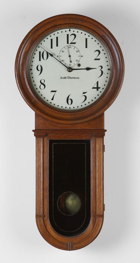 Seth Thomas #1 Regulator | Cottone Auctions Craftsman Clocks, Regulator Clock, Antique Wall Clocks, Seth Thomas, Vintage Timepiece, Motorcycle Posters, Old Clocks, American Antiques, Antique Clocks