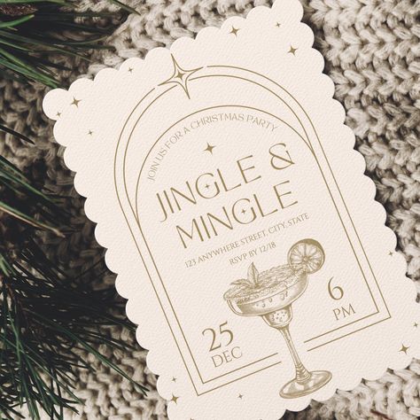 Jingle & Mingle Vintage Cocktail Christmas Party Invitation Merry Christmas Invitation Card, Work Christmas Party Invite, Christmas Party Ticket Design, Work Christmas Party Invitations, Christmas Dinner Party Invitations, Christmas Themes Ideas Party, Holiday Party Themes Christmas, Christmas Wedding Invites, Christmas Party Invitations Ideas