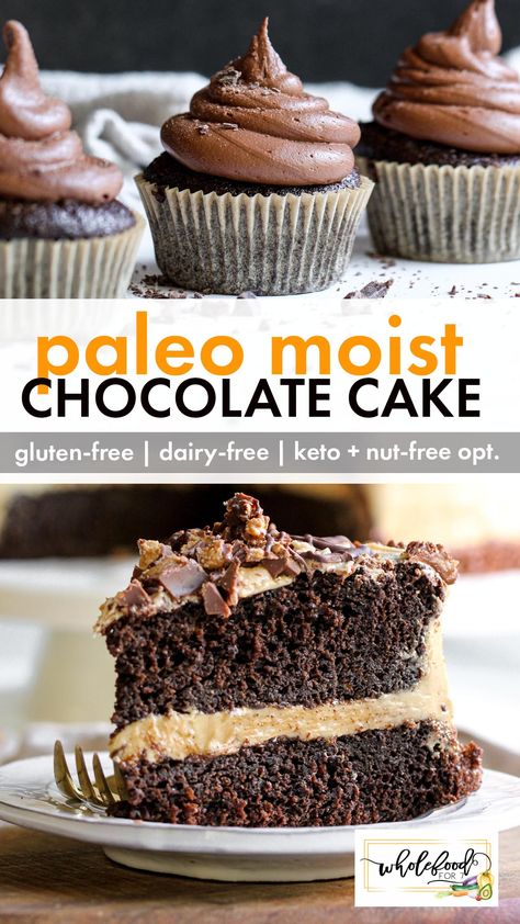 Paleo Chocolate Cake Paleo Icing For Cake, Aip Chocolate Cake, Best Paleo Desserts, Sf Desserts, Paleo Cake Recipes, Paleo Frosting, Sugar Free Chocolate Cake, Paleo Chocolate Cake, Chocolate Pumpkin Cake