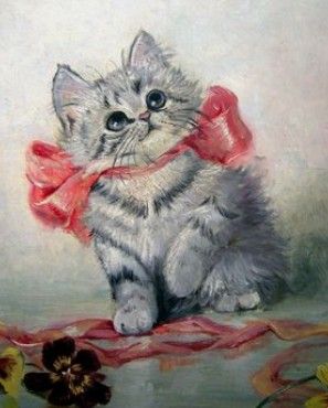 Kittens Vintage, Art Mignon, Illustration Vintage, Art Et Illustration, Little Kittens, Cats Illustration, Arte Animal, Cat Painting, Vintage Cat