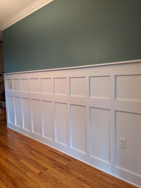 Board And Batten Wall Craftsman, Craftsman Board And Batten Wall, Board And Batten Half Wall, Craftsman Board And Batten, Basement Paneling, Craftsman Style Trim, Molding Ideas, Wainscoting Styles, Batten Wall