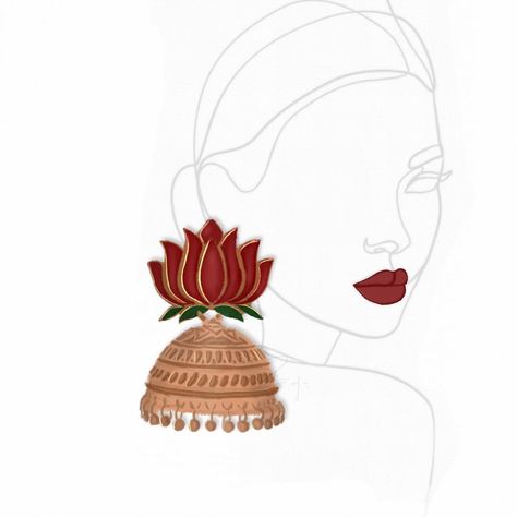 Paras Aneja | Fashion Designer on Instagram: “JHUMKA’ by @parasanejaillustrations_ . . First Try on Jewellery Illustration, Please share your valuable feedback in Comment box ! Share…” Jhumka Illustration Art, Jhumka Illustration, Jhumka Painting, Jhumka Drawing, Onam Ideas, Gauche Painting, Jewellery Illustration, Jhumka Designs, Accessories Illustration