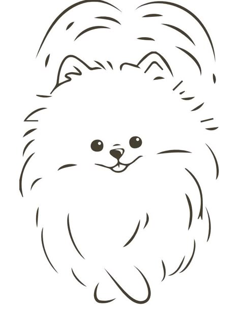 Pomeranian Silhouette Tattoo, Pomeranian Line Drawing, Pomeranian Drawing Simple, Pomeranian Line Art, Pomeranian Puppy Drawing, Pomeranian Outline, Pomeranian Dog Drawing, Pomeranian Tattoo, Pomeranian Drawing