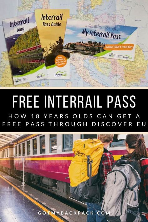 Find out how to get a free interrail pass as part of the Discover EU scheme offering free passes to young people who are 18. #DiscoverEU #Interrail #Europe Interrailing Europe, Interrail Europe, Europe Travel Packing, Future Board, Europe Train Travel, Europe Travel Essentials, Travel Europe Cheap, Europe Train, Europe Travel Outfits