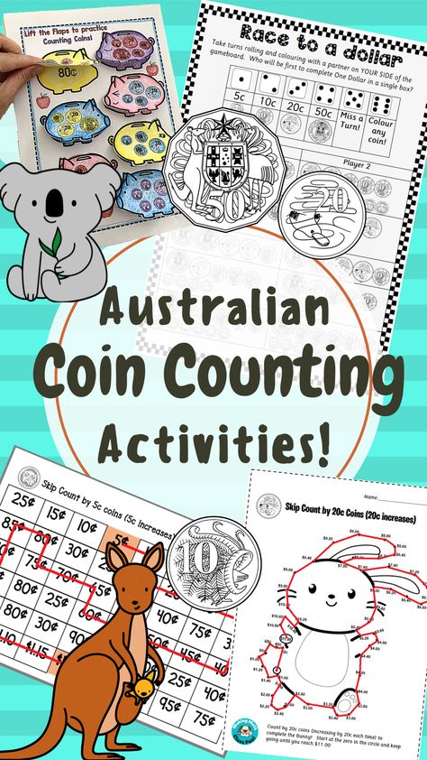 Coin Counting Activities, Maths Stations, Counting Coins Activities, Australian Money, Making Change, Board Game Template, Money Activities, Money Printables, Counting Coins