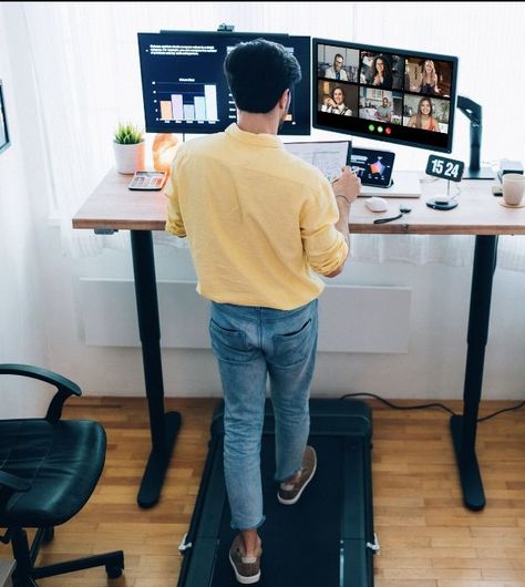 Walking Desk Treadmills, Standing Desk With Walking Pad, Walking Pad Desk Setup, Walking Pad Desk, Standing Desk Treadmill, Walking Desk, Active Office, 10000 Steps A Day, Walking Treadmill