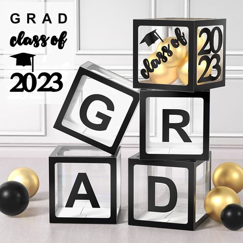 👨‍🎓How cute are these for a graduation party?? 🥳 𝐀𝐟𝐟𝐢𝐥𝐢𝐚𝐭𝐞 𝐃𝐢𝐬𝐜𝐥𝐨𝐬𝐮𝐫𝐞: 𝘊𝘰𝘯𝘵𝘦𝘯𝘵 𝘢𝘯𝘥 𝘥𝘪𝘴𝘤𝘰𝘶𝘯𝘵𝘴 𝘷𝘢𝘭𝘪𝘥 𝘢𝘵 𝘵𝘪𝘮𝘦 𝘰𝘧 𝘱𝘰𝘴𝘵𝘪𝘯𝘨 𝘢𝘯𝘥 𝘴𝘶𝘣𝘫𝘦𝘤𝘵 𝘵𝘰 𝘤𝘩𝘢𝘯𝘨𝘦 𝘸𝘪𝘵𝘩𝘰𝘶𝘵 𝘯𝘰𝘵𝘪𝘤𝘦. 𝘈𝘴 𝘢𝘯 𝘈𝘮𝘢𝘻𝘰𝘯 𝘈𝘴𝘴𝘰𝘤𝘪𝘢𝘵𝘦, 𝘐 𝘦𝘢𝘳𝘯 𝘧𝘳𝘰𝘮 𝘲𝘶𝘢𝘭𝘪𝘧𝘺𝘪𝘯𝘨 𝘱𝘶𝘳𝘤𝘩𝘢𝘴𝘦𝘴. Balloon Boxes, Balloon Pictures, Party Layout, Graduation Party Decorations, Balloon Box, Graduation Balloons, 2024 Graduation, White Balloons, Graduation Decorations