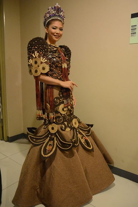 Filipiniana Dress / Balintawak Gown / Filipino Costume / Philippine Terno Diy Filipiniana Costume, Filipino Costume, Cultural Outfits, Modern Filipiniana Dress, Unconventional Materials, Modern Filipiniana, Filipiniana Dress, Below The Knee Dresses, Ethnic Gown