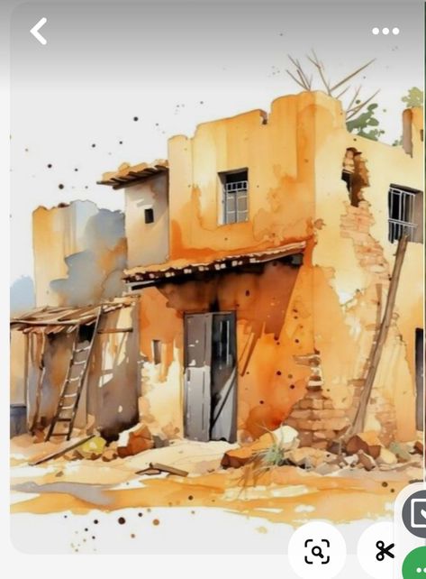 Watercolor Building, Watercolor Buildings, Color Art Lessons, Loose Watercolor Paintings, Landscape Watercolour, Composition Drawing, Watercolor Scenery, Watercolor Art Landscape, Watercolor Paintings Nature