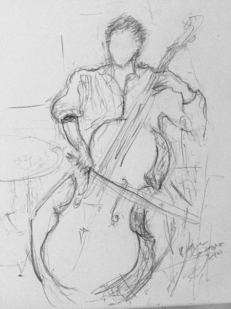 Person Playing Instrument Drawing, Cello Drawing Reference, Chello Drawing, Cello Sketch, Music Art Sketch, Cello Drawing, Violin Sketch, Music Sketches, Author Drawing