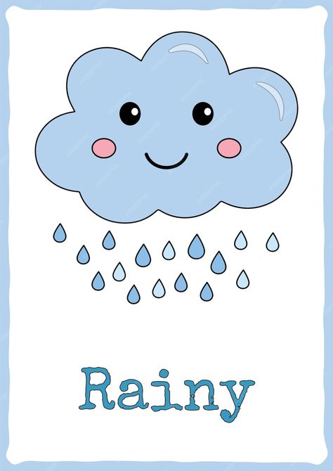 Premium Vector | Flashcard for kids with cute weather event Weather Flashcards, Cute Weather, Ivan Cruz, Weather Cards, Teaching Game, Flashcards For Kids, English Teaching, Alphabet Cards, Preschool At Home