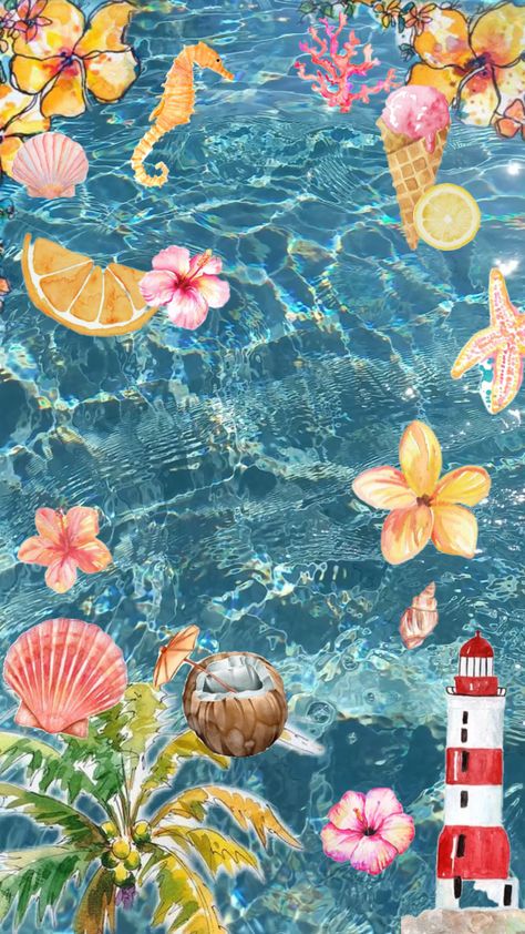 Created by girliesigns on Shuffles Girliesigns Wallpaper, Shuffles Summer, Background Summer, Summer Desktop Wallpaper, Summer Lockscreen, Iphone Background Summer, June Wallpaper, Summer Prints Wallpaper, Beachy Wallpaper