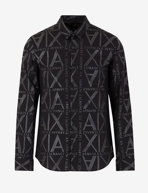 Armani Exchange SLIM FIT ALL OVER LOGO SHIRT, Printed Shirt for Men | A|X Online Store Armani Exchange Shirt, Armani Shirts Men, Armani Shirts, Armani Exchange Men, Brand Shirts, Logo Shirt, Armani Men, Shirt Collection, Branded Shirts