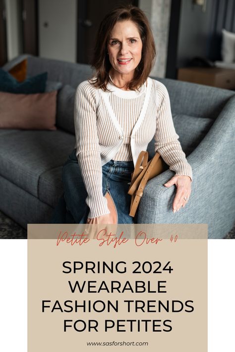 Are you in the process of getting your wardrobe ready for Spring 2024 and want to know what is going to look good on your petite frame? Look no further. Beth is sharing fashion trends that will look great on petites this season. Some of the trends are white dresses, relaxed wide-leg trousers, stripes, and metallics. Follow Beth for more styling tips and suggestions for petite women over 40.