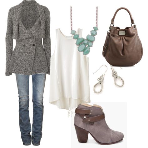 "sophisticated casual" by amy-wallace-cozze on Polyvore Amy Wallace, Sophisticated Casual, Gray Boots, Old Outfits, Destroyed Jeans, Clothing Styles, Heel Boots, Jersey Shirt, New Wardrobe