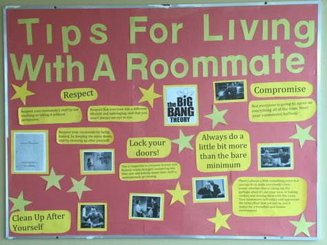 My 'tips for living with a roommate' board 😊😊 Roommate Board