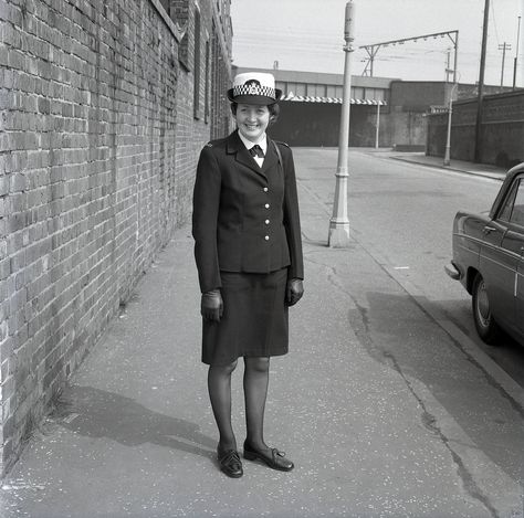 An officer of Greater Manchester Police photographed in 1975. We think the image was taken to display the latest version of the force's uniform. www.gmpmusweum.co.uk 1970s Police Uniform, Met Police, British Police Cars, Police Officer Uniform, Guard Uniform, Manchester Police, British Police, Female Police Officers, London Police