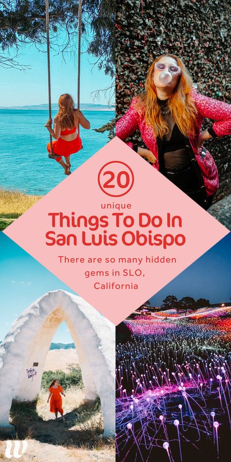 All the best unique things to do in San Luis Obispo + where to eat, stay and play! Kayak the ocean, see Sensorio, eat farm-to-table meals, hike dunes, wine taste and more are found on the central coast of California! There are so many hidden gems in SLO and I can't wait to show you all the fun activities in San Luis Obispo! Create your bucket list for SLO. Whimsy Soul San Luis Obispo Bachelorette Party, Things To Do In San Luis Obispo Ca, San Luis Obispo California Things To Do, Calpoly Slo, Slo California, Table Meals, Christmas Things To Do, San Luis Obispo California, Adventurous Things To Do