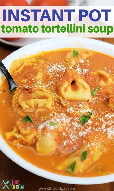 Instant Pot Creamy Tomato Tortellini Soup, Tomato Tortellini Soup Instant Pot, Instant Pot Tortellini Soup, Greek Tortellini Salad, Tomato Tortellini, Soup Video, Tomato Tortellini Soup, Quick Soup, Cream Pasta