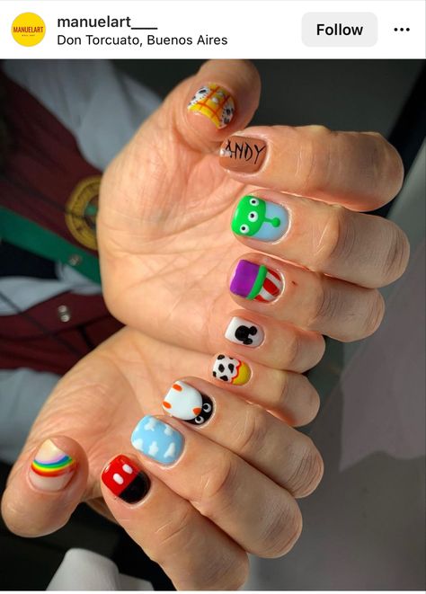 Disney Nails Toy Story, Pixar Nail Art, Pixar Nails, Lego Nails, Girl Maintenance, Toy Story Nails, Disneyland Nails, Nails Disney, Claw Marks