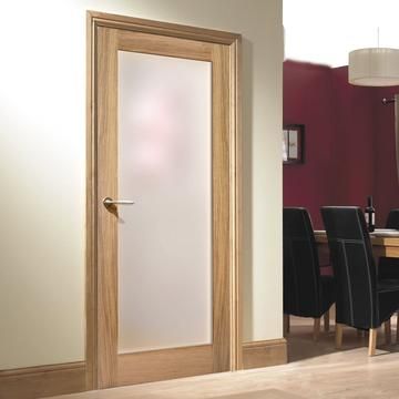 Shaker Style Doors Glass Wood Door, Glass Bathroom Door, Frosted Glass Interior Doors, Bathroom Door Handles, Oak Interior Doors, Internal Glass Doors, Oak Door, Elegant Doors, Frosted Glass Door