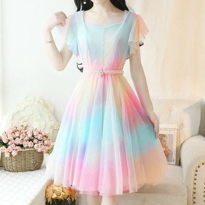 Cute multicolor tulle dress · Hi, miss cherry · Online Store Powered by Storenvy Short Frocks For Women, Goth Japanese, Tulle Dress Short, Short Frocks, Frock For Women, Pastel Dress, Short Gowns, Anime Inspired Outfits, Long Frocks